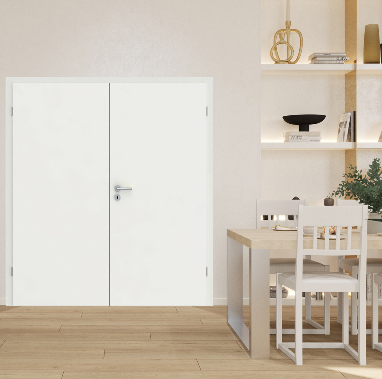 Doppeltüren Weißlack 1.0 Glatte Tür